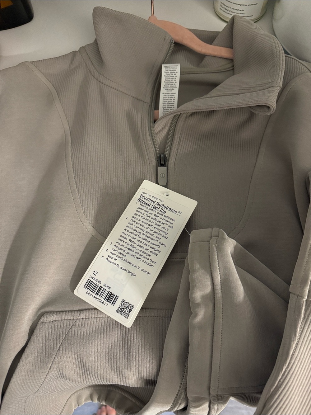 lululemon athletica Taupe Ribbed Half-Zip Pullover